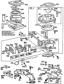 Carburetor Assembly, A/C Diagram and Parts List for 421437-0021-XX  Briggs and Stratton Engine
